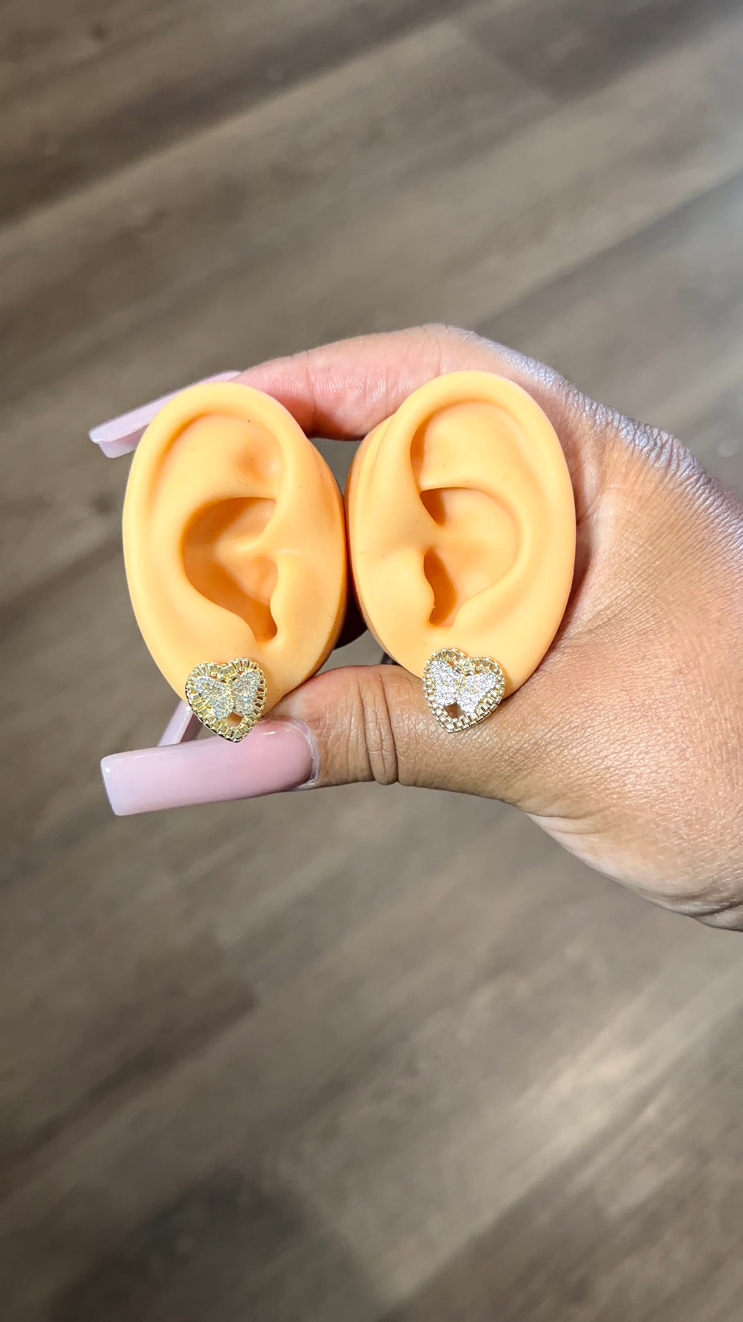 Mini butterfly heart earrings
