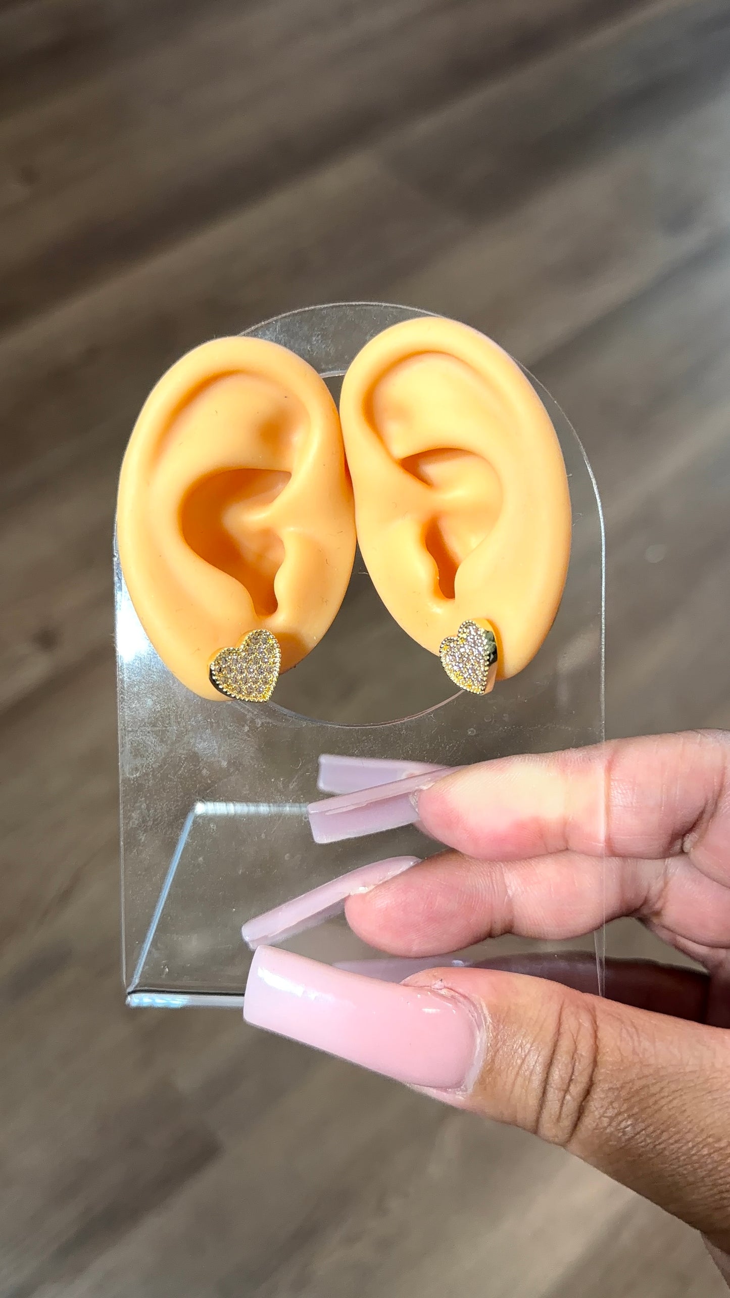 Mini stoned heart earrings