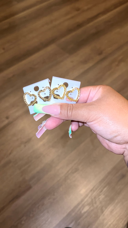 Open heart nugget earrings
