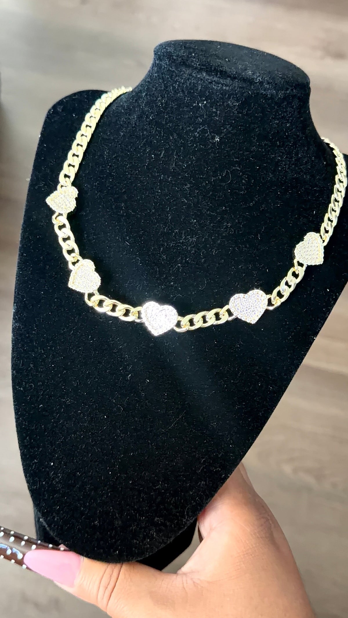 5 hearts bling Necklace