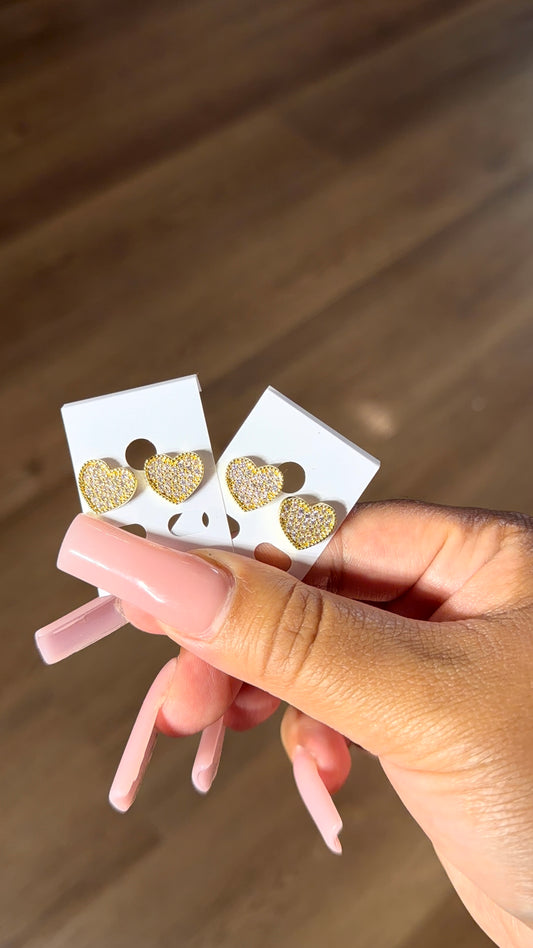 Mini stoned heart earrings