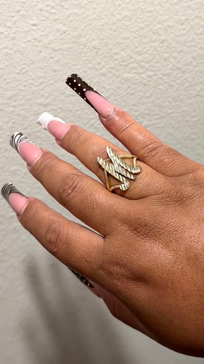 Initial Diamond cut ring