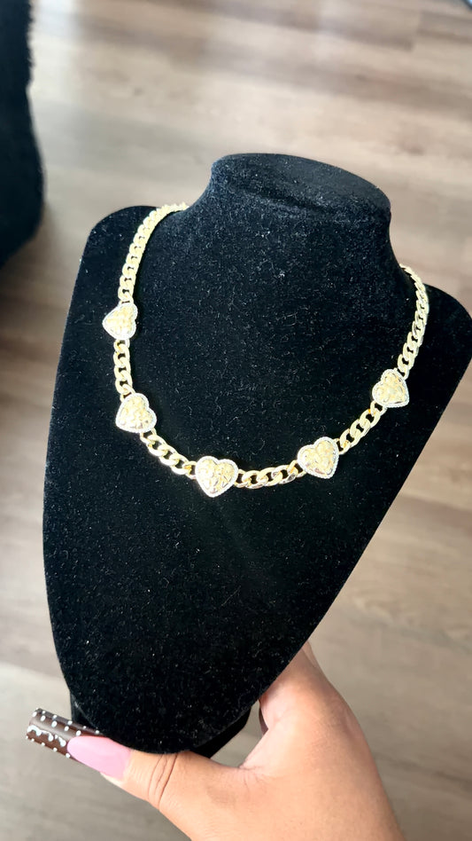 5 hearts link Necklace
