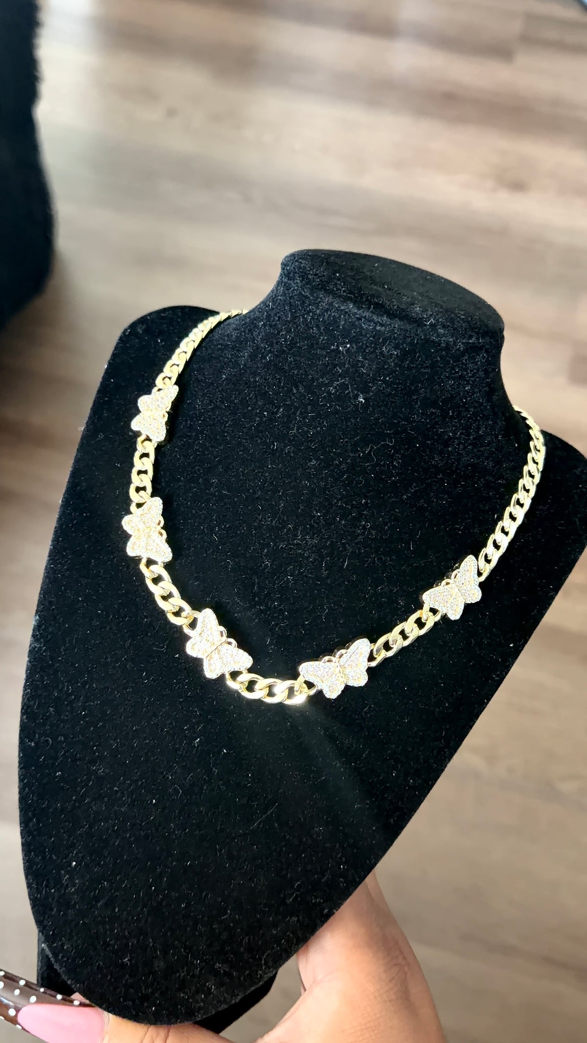 Butterfly bling necklace
