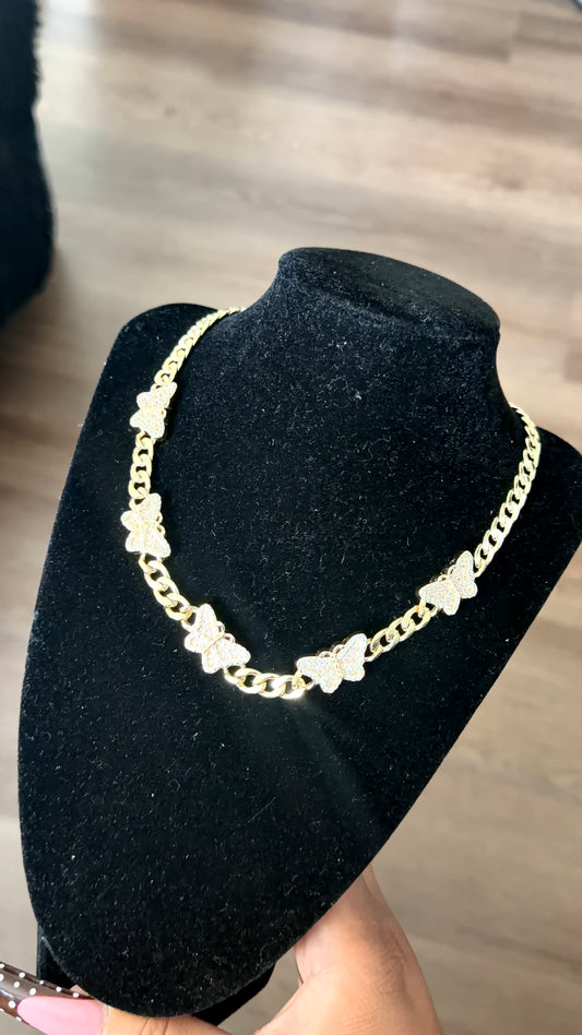 Butterfly bling necklace