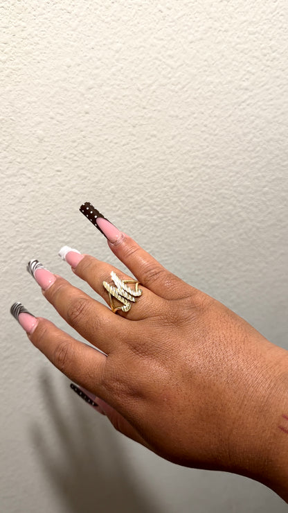 Initial Diamond cut ring