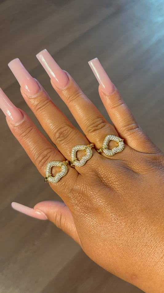 Big Adjustable Open Heart Ring