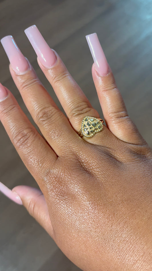 Thick Heart Nugget Ring